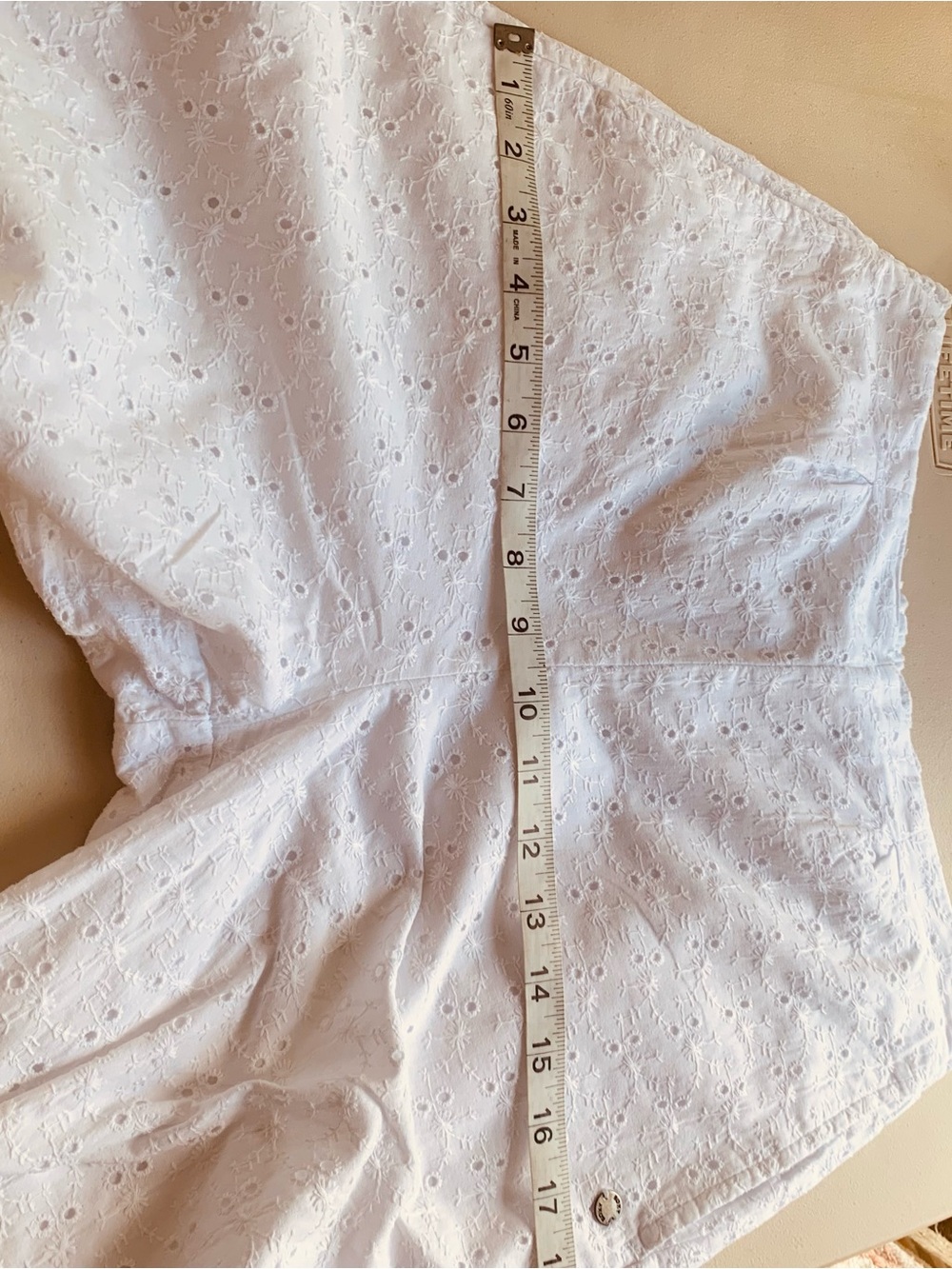 Roxy White eyelet 100% cotton lining wide-leg pants size S/P - Picture 5 of 12